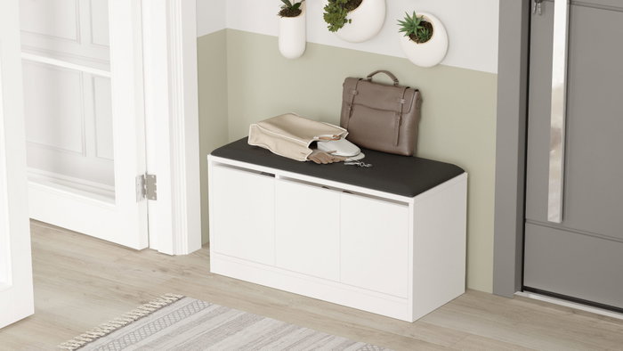 Hanah Home Mr2-W Zapatero Blanco con Parte Superior de Piel de PU